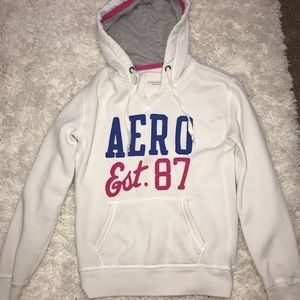 WHITE/BLUE/PINK AEROPOSTALE HOODIE/SWEATER